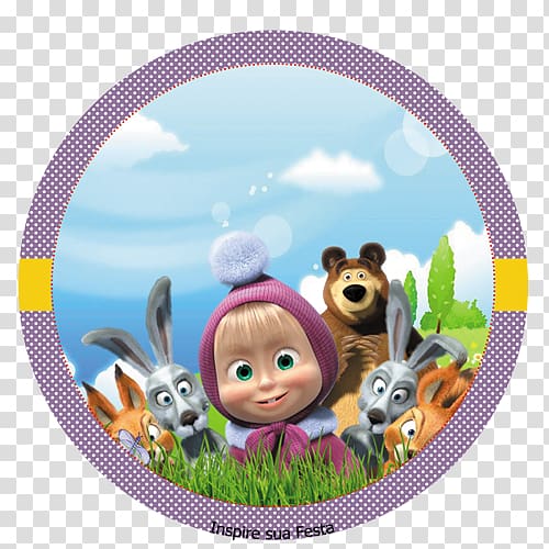 cartoon character illustration, Masha Bear Paper Party Convite, masha and the bear transparent background PNG clipart