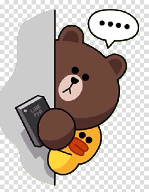 bear and duck illustration, Line Friends Sticker Brown bear, Line brown transparent background PNG clipart