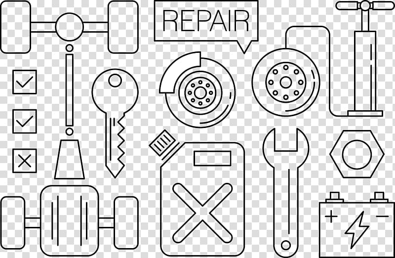 Car Icon, Hand key wrench supplies set transparent background PNG clipart