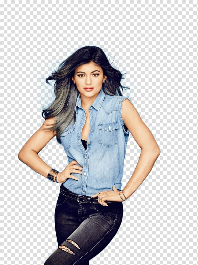black haired woman model, Kylie Jenner Jeans transparent background PNG clipart
