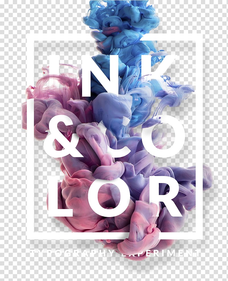 Ink & Color logo, Typography Mockup Ink Poster LED display, Font color smoke transparent background PNG clipart