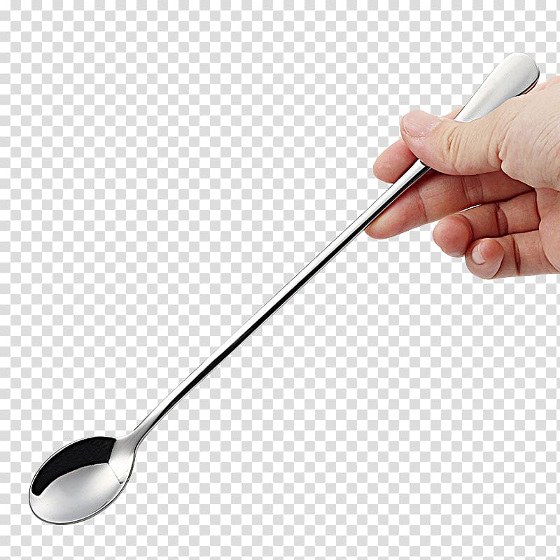 Spoon Knife Stainless steel Tableware, Hand holding a spoon transparent background PNG clipart