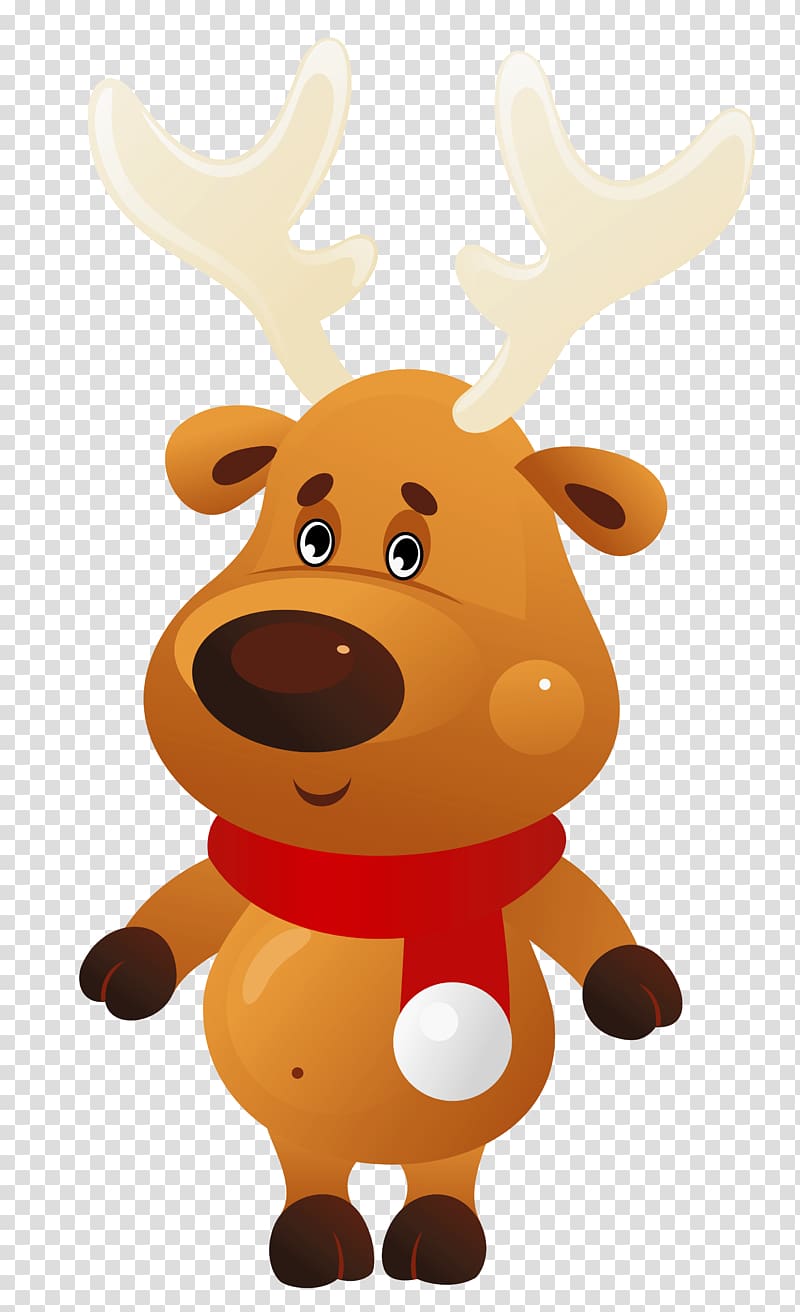 Rudolph Reindeer Santa Claus Christmas , Red Scarf transparent background PNG clipart