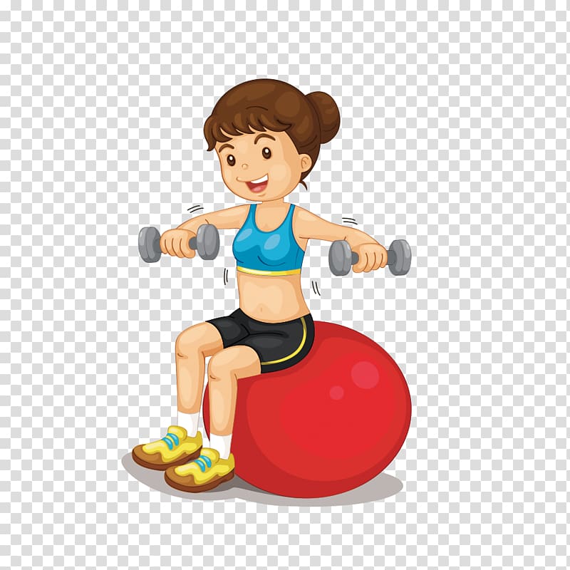 women exercising illustration, Physical exercise Fitness Centre Exercise ball Weight training, Fitness girl material transparent background PNG clipart