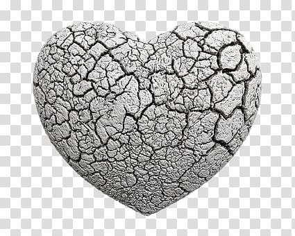 gray concrete heart illustration, Fractured Heart Ash transparent background PNG clipart