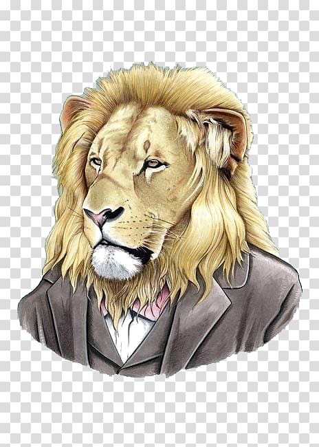 Lion Sloth Cheetah Tiger Illustration, Painted lion transparent background PNG clipart