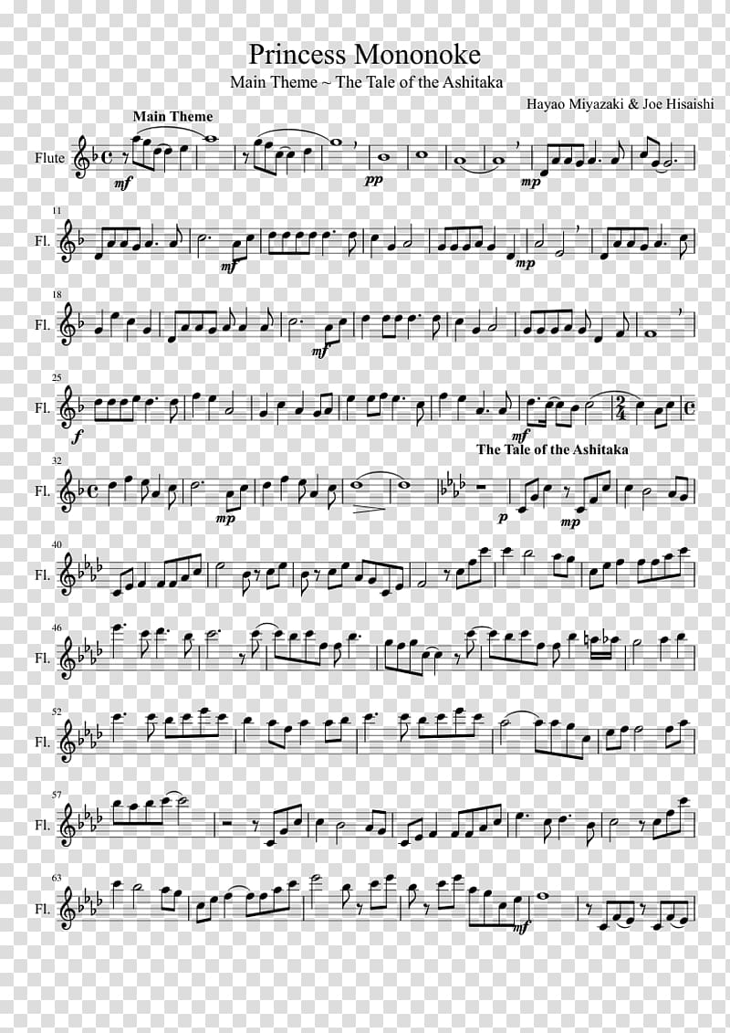 Musical notation Musical Instruments Western concert flute, princess mononoke transparent background PNG clipart