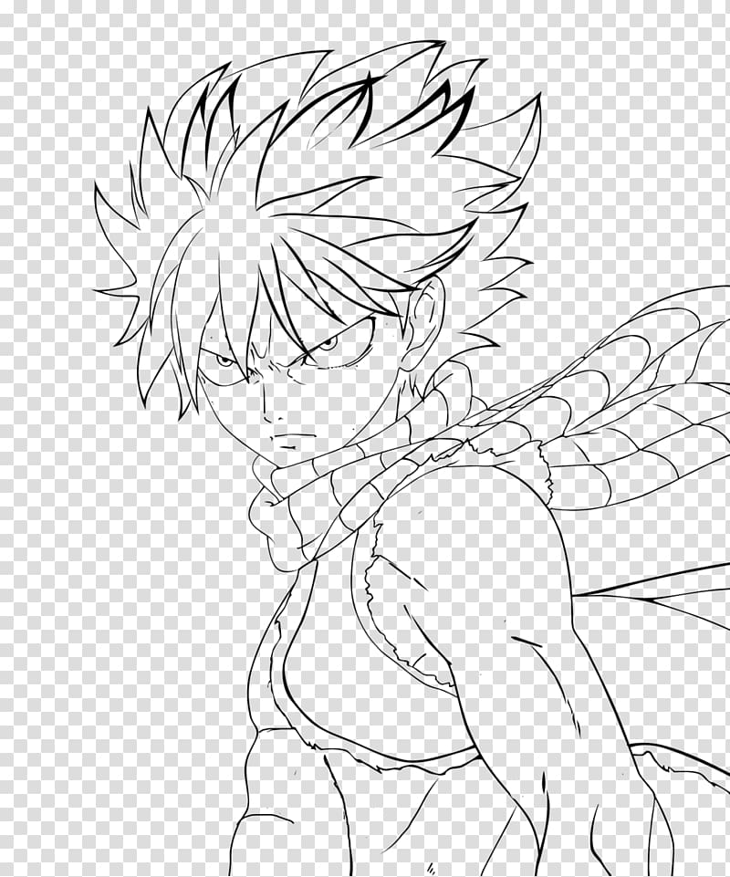 Natsu Dragneel Line art Drawing Fairy Tail Anime, fairy tail transparent background PNG clipart