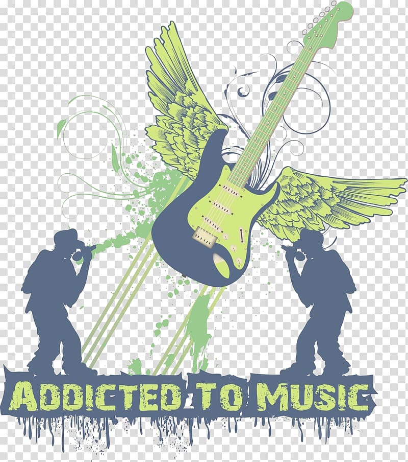 Music Blue Illustration, Blue Wings guitar music elements transparent background PNG clipart