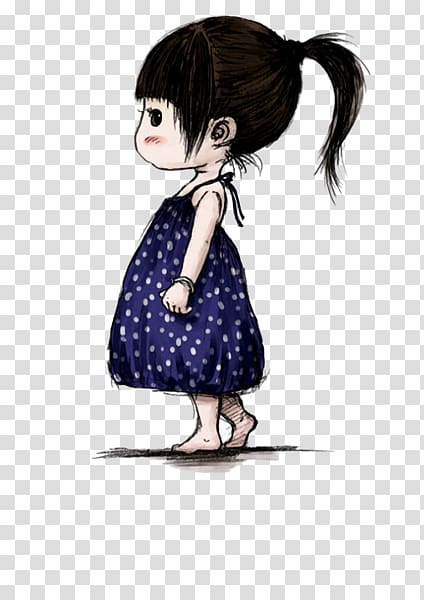 Cartoon Girl Daughter Illustration, Cute little girl transparent background PNG clipart