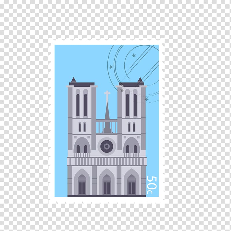 Notre-Dame de Paris Church, Paris church stamps transparent background PNG clipart