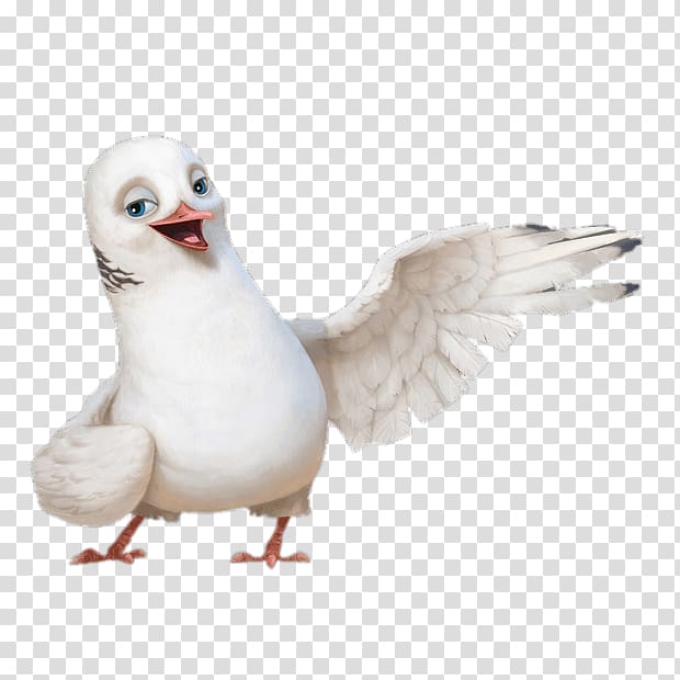 white bird animation character, Dave the Dove transparent background PNG clipart