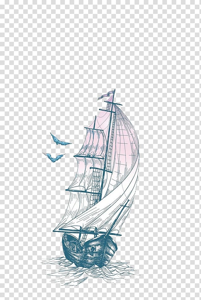 illustration of galleon ship, Drawing Vintage Decorative arts, Sketch sail transparent background PNG clipart