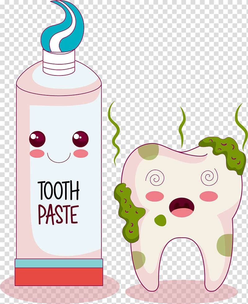 Tooth Cartoon, hand-painted toothpaste comics transparent background PNG clipart
