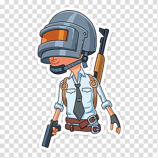 PlayerUnknown\'s Battlegrounds Sticker PUBG MOBILE Xbox One Fortnite, cartoon wall stickers, man carrying rifle and holding pistol transparent background PNG clipart