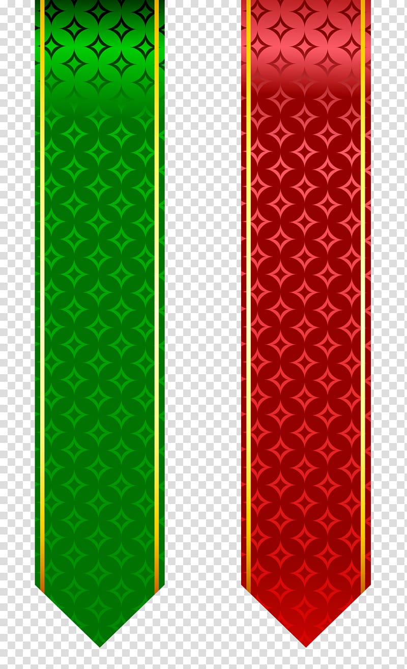 , Red and Green Band Set , two green and red ribbon clip carts transparent background PNG clipart