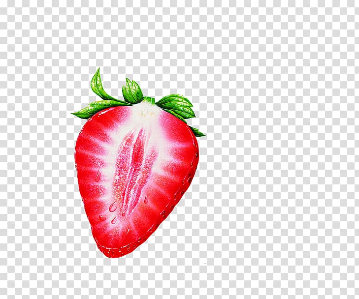 Smoothie Strawberry juice Aedmaasikas Pyrus xd7 bretschneideri Wild strawberry, Hand-painted strawberry transparent background PNG clipart