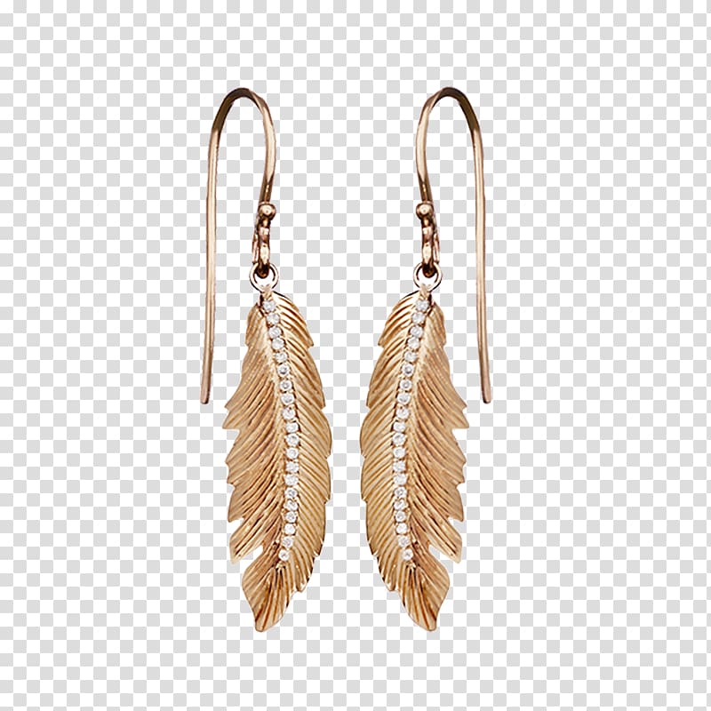 Earring Jewellery Colored gold Feather, Jewellery transparent background PNG clipart