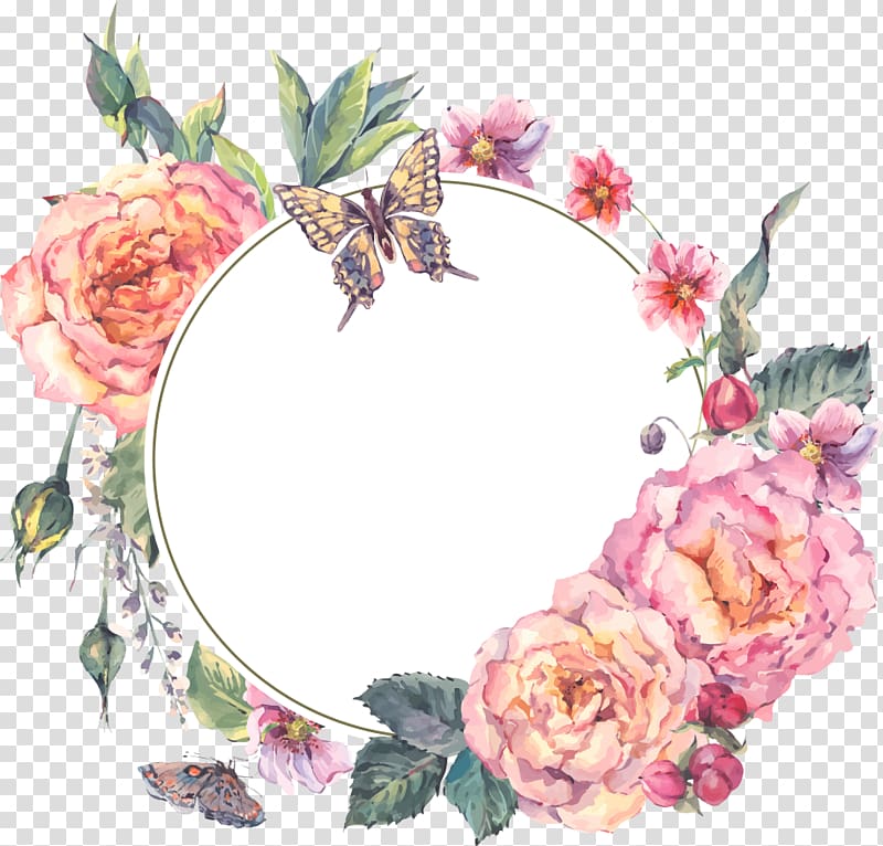 Flower Floral design Garland, painted garlands, round white floral ceramic plate illustration transparent background PNG clipart