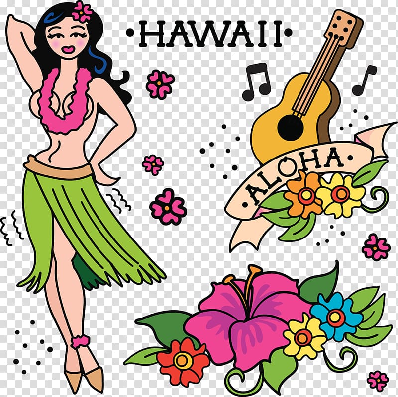 Hawaiian girl hula dance transparent background PNG clipart