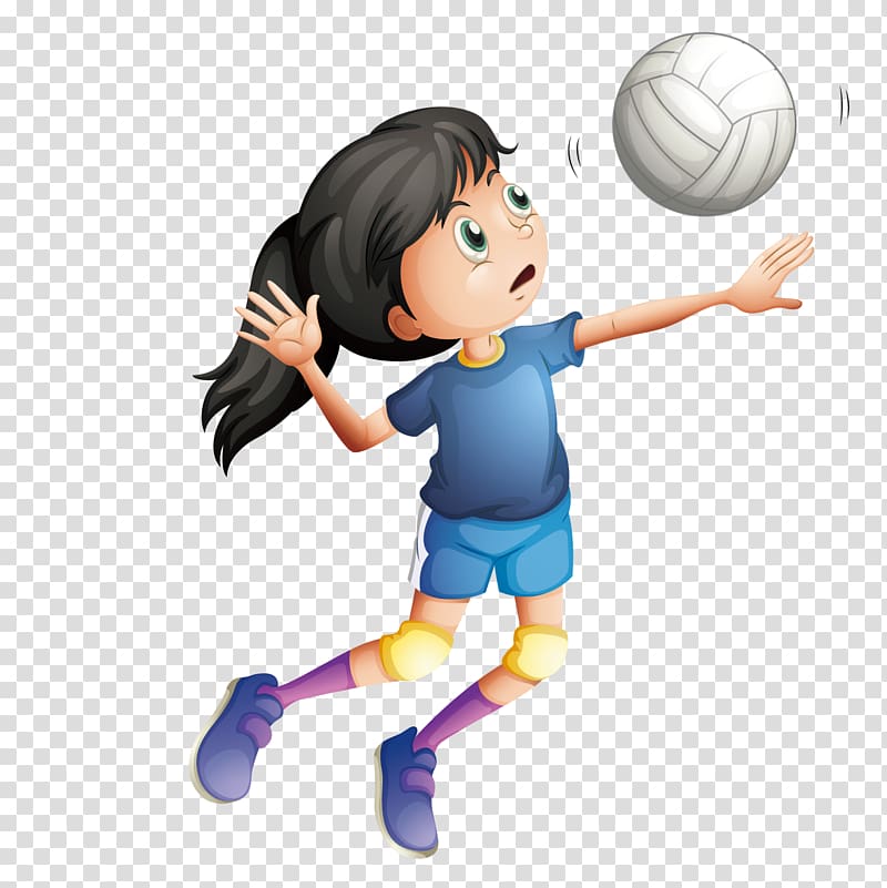 Volleyball illustration , The little girl who plays volleyball transparent background PNG clipart