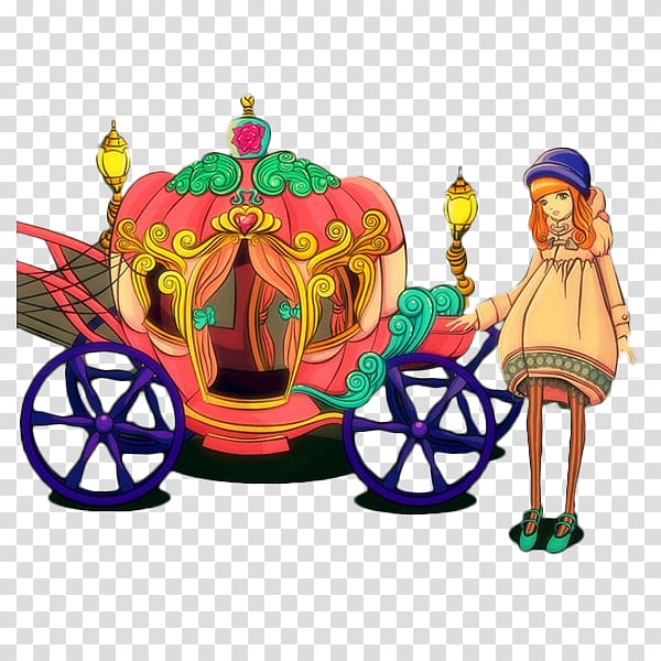 Cinderella Grimms\' Fairy Tales Illustration, Cartoon pumpkin carriage transparent background PNG clipart