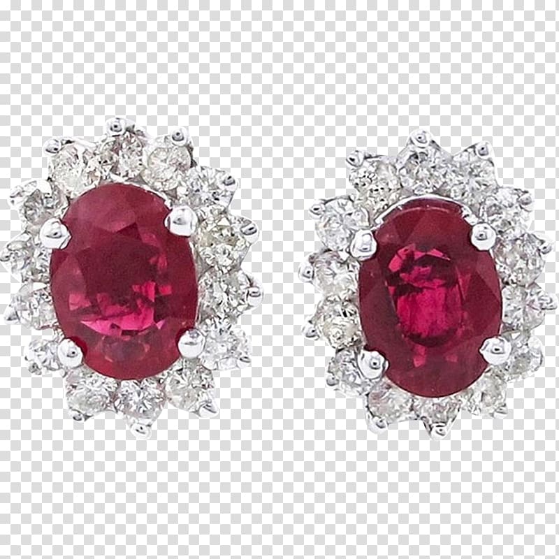 Earring Ruby Jewellery Gemstone Diamond cut, glittering diamond transparent background PNG clipart