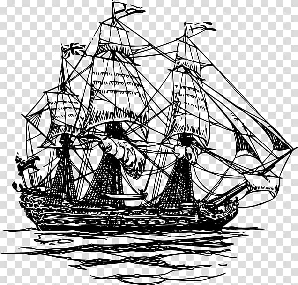 Sailing ship Piracy Drawing , Clipper Ships transparent background PNG clipart