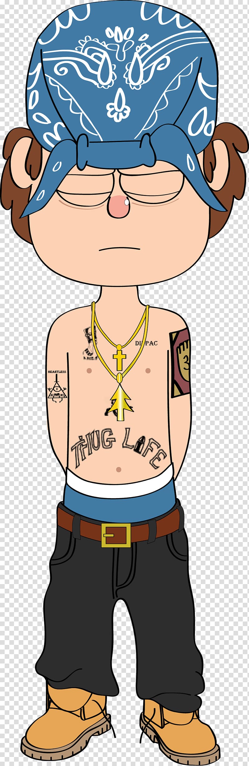Cartoon Fan art Dipper Pines Thug Life The Don Killuminati: The 7 Day Theory, tupac shakur transparent background PNG clipart
