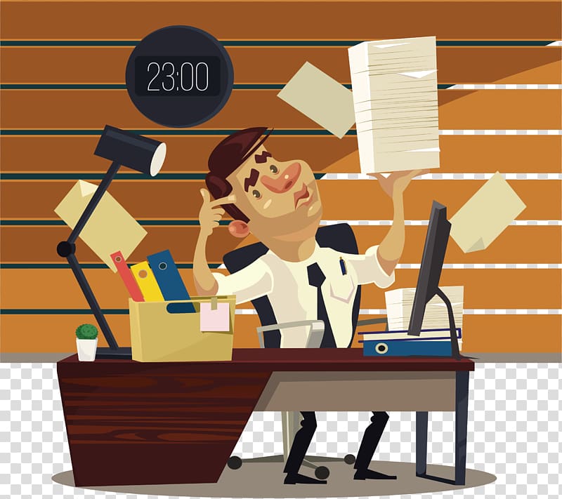 man illustration, Office at Night Cartoon illustration Illustration, Businessman transparent background PNG clipart