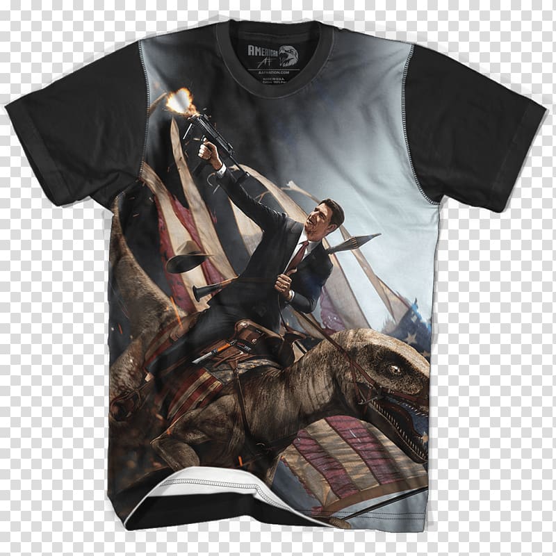 Velociraptor T-shirt United States of America Dinosaur Star polygons in art and culture, RONALD REAGAN transparent background PNG clipart