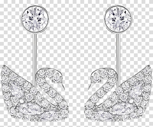 Earring Cygnini Swarovski AG Jewellery Swan Lake, Swarovski jewelry diamond earrings Swan transparent background PNG clipart