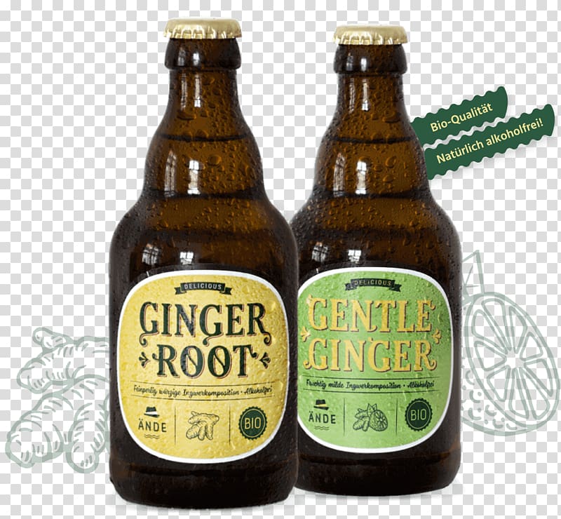 Ände Gmbh, alkoholfreies Ginger Beer Beer bottle, Ginger Root transparent background PNG clipart