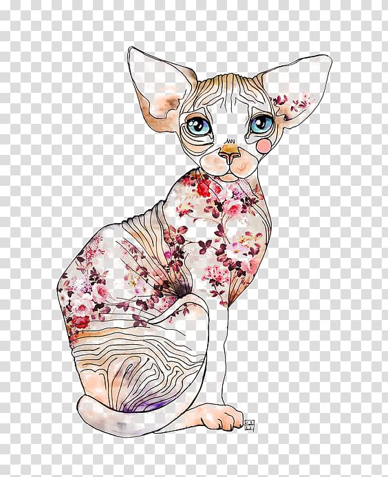 Sphynx cat Siamese cat Kitten Drawing Cat Breeds of the World, Hand-painted Siamese cat transparent background PNG clipart