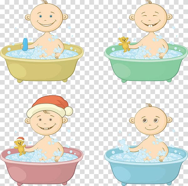 Bathing Child illustration Illustration, 4 baby bathtub transparent background PNG clipart