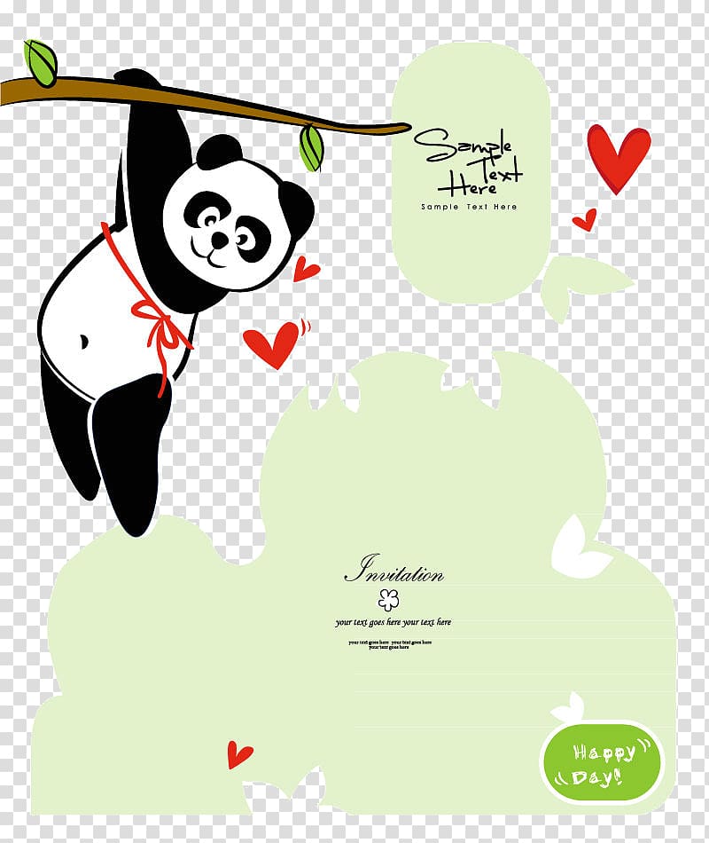Giant panda Cartoon Illustration, Cute Panda transparent background PNG clipart