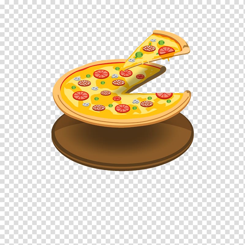 Pizza Fast food Italian cuisine European cuisine, Floating Slice Pizza transparent background PNG clipart