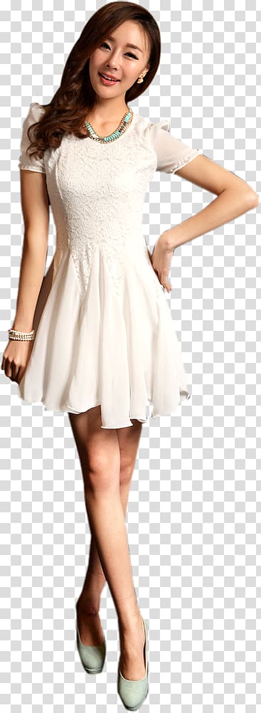 woman wearing white mini dress, Model Bijin Long hair Fashion, Beautiful models transparent background PNG clipart