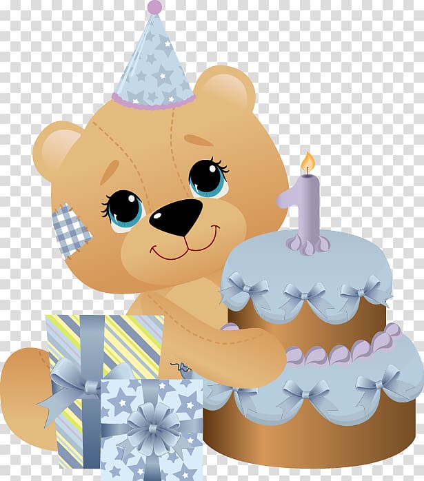 Birthday cake Greeting card Baby shower , Hand drawn Teddy Bear cake gift boxes transparent background PNG clipart
