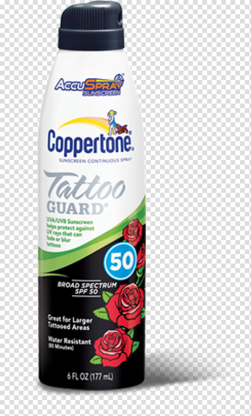 Sunscreen Lotion Coppertone Tattoo Moisturizer, aerosol paint transparent background PNG clipart