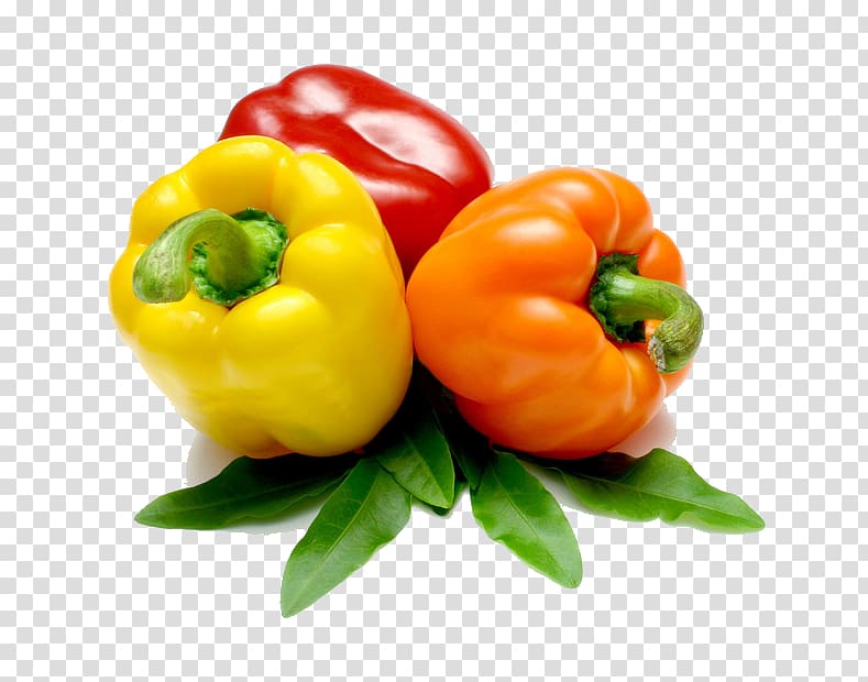 Bell pepper Vegetable Cucumber Fruit Chili pepper, Yellow pepper and red pepper transparent background PNG clipart