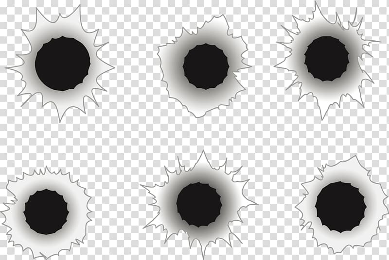 six bullet hole , Paper Bullet , Bullet holes white transparent background PNG clipart