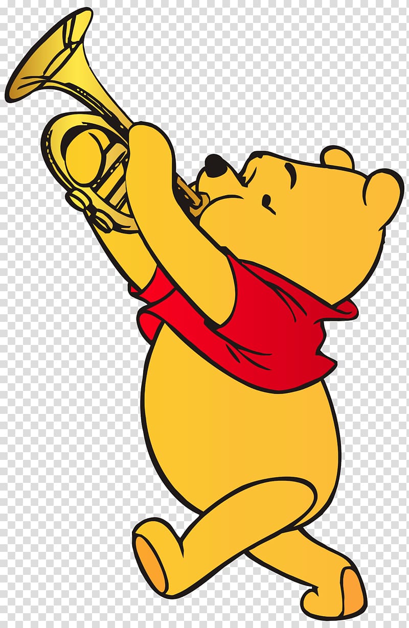 Winnie the Pooh playing trumpet illustration, Winnie the Pooh Winnie-the-Pooh Trumpet Christopher Robin , Winnie Pooh transparent background PNG clipart