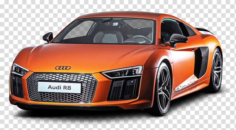 orange Audi R8 V10 coupe, Audi R8 Le Mans Concept 2015 Audi R8 Car Audi RS 5, Orange Audi R8 Car transparent background PNG clipart