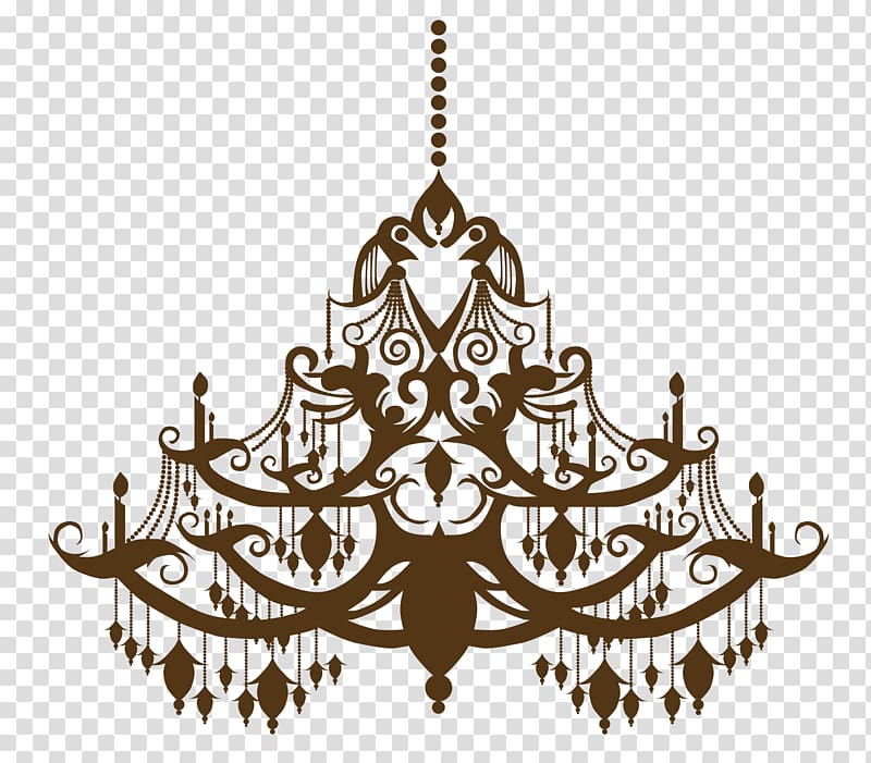 Light Chandelier Drawing Silhouette, brown lamp transparent background PNG clipart