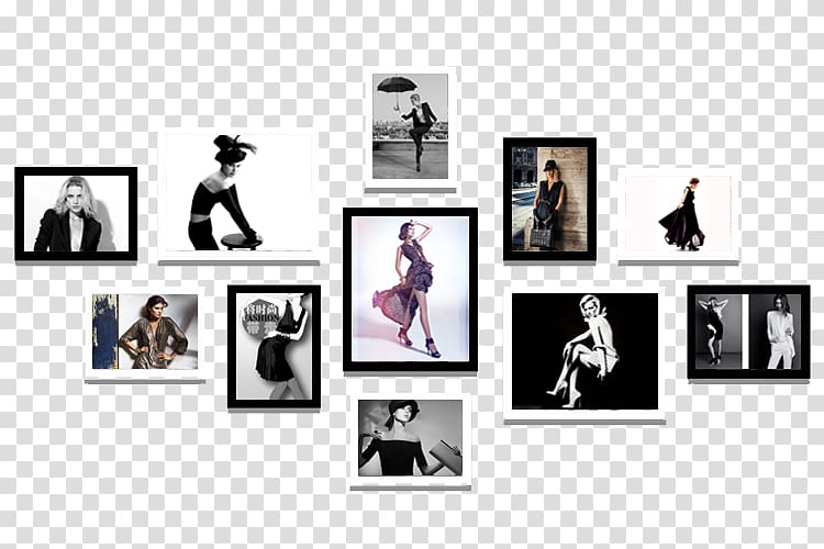 white and black frames, frame Wall, Women\'s clothing store Fashion Model Wall transparent background PNG clipart