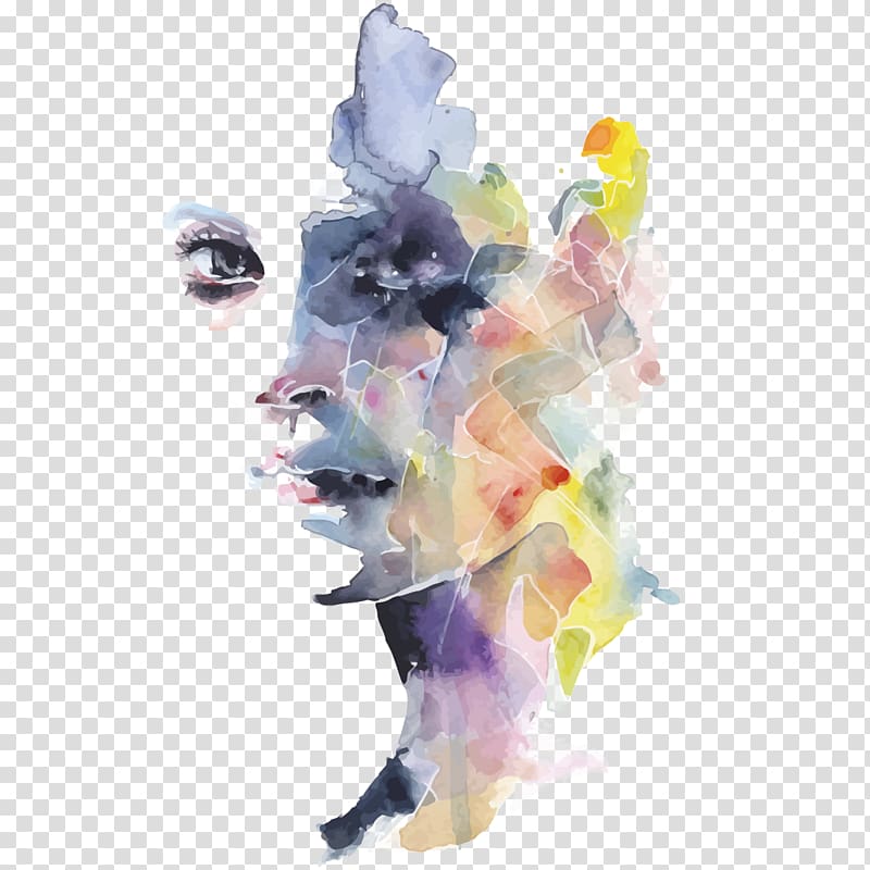 person art, Watercolor painting Portrait Drawing Work of art, watercolour woman transparent background PNG clipart