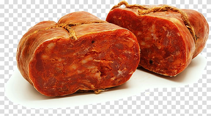 Soppressata di Calabria Salami Sobrassada , sausage transparent background PNG clipart