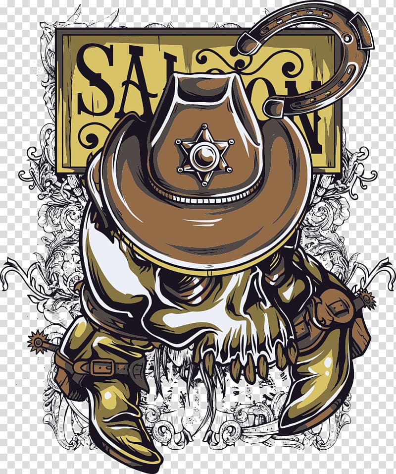 cowboy illustration, Printed T-shirt Clothing Sleeve, T-shirt printing transparent background PNG clipart