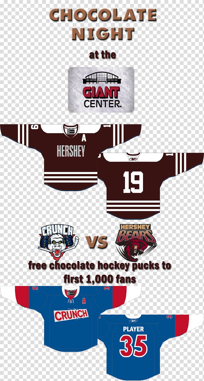 Hershey Bears Syracuse Crunch T-shirt Logo, T-shirt transparent background PNG clipart